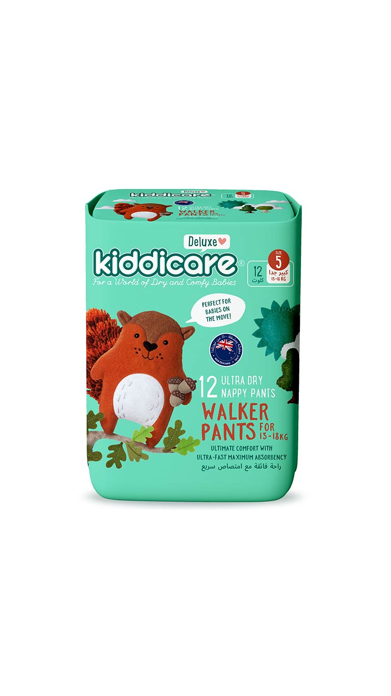 Kiddicare Size 5 (13-18kg) Walker Ultra Dry Nappy Pants - 12 Nappy Pants
