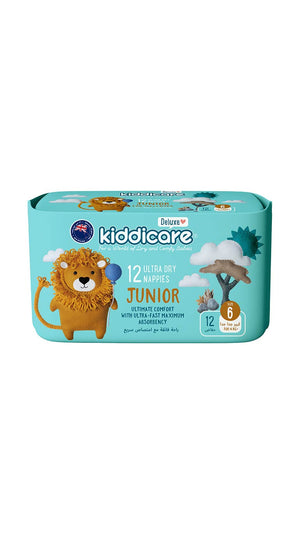 Kiddicare Size 6 (For 16kg) Junior Ultra Dry Nappies - 12 Nappies