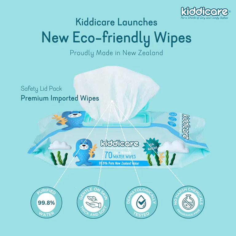 Kiddicare Water Baby Wipes (Eco Friendly) - 70 Wipes