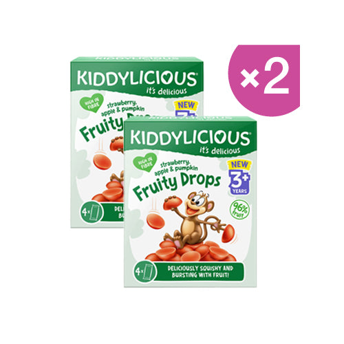 Kiddylicious Fruity Drops Strawberry Apple & Pumpkin 3+yrs - Pack of 2