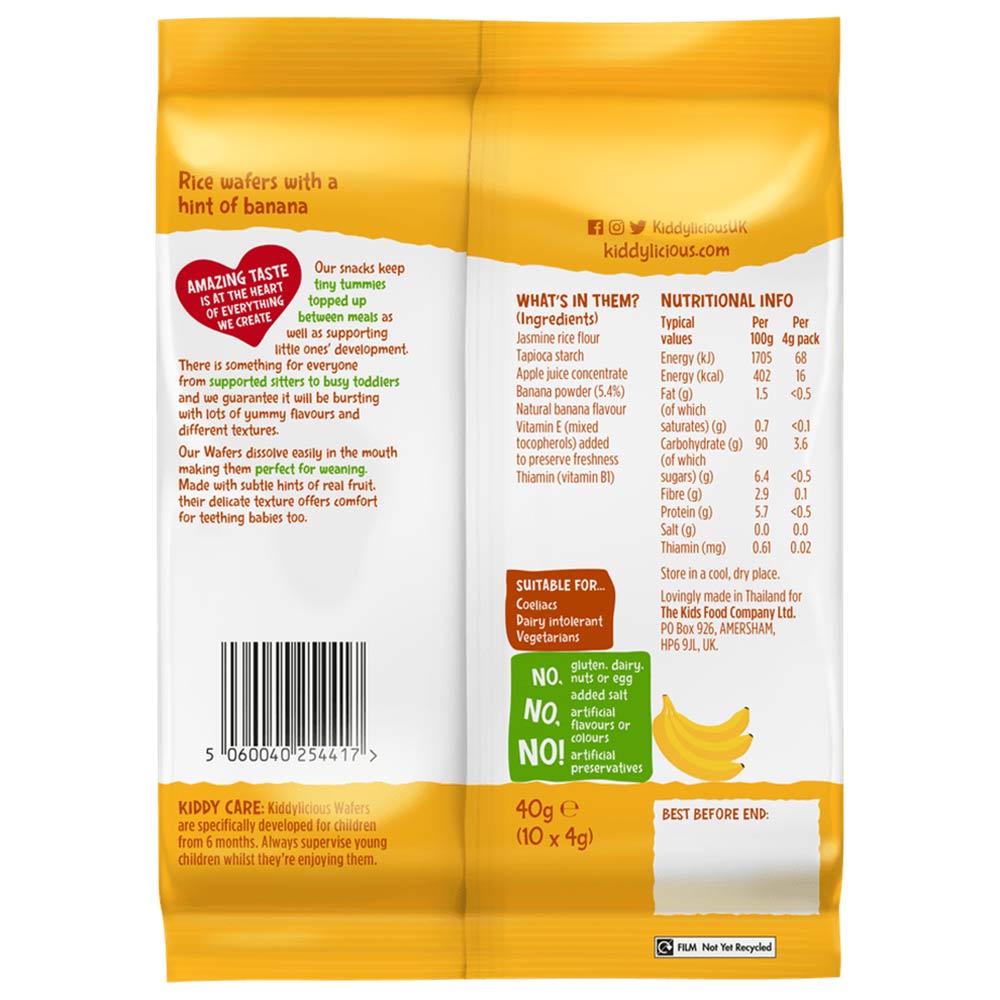 Kiddylicious Rice Wafers (6m+) - Banana 40g