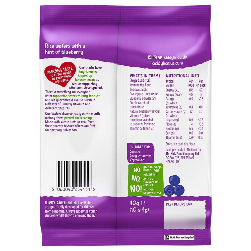 Kiddylicious Rice Wafers (6m+) - Blueberry 40g