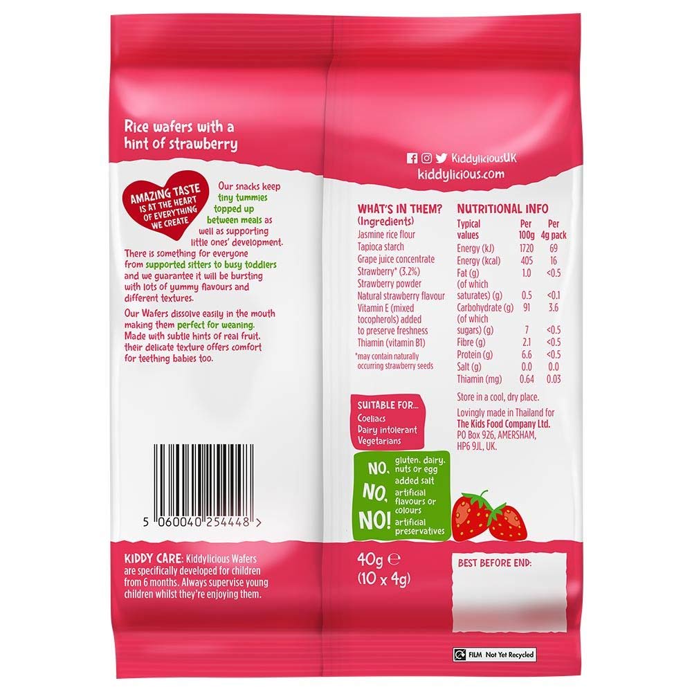 Kiddylicious Rice Wafers (6m+) - Strawberry 40g