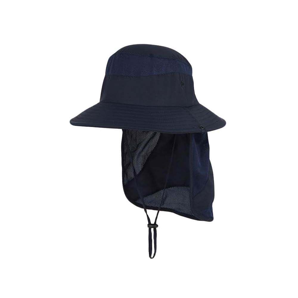 Kids Long Flap Beach Bonnie Hat - Dark Blue