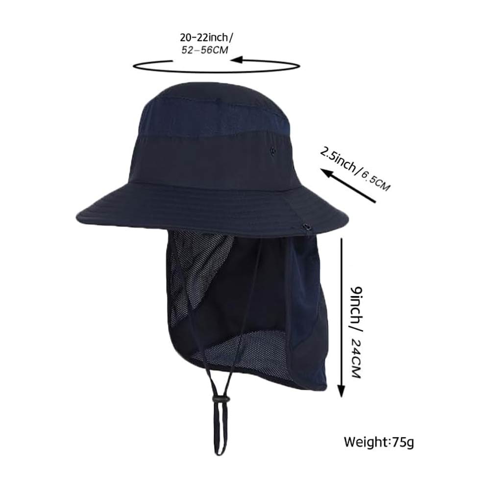 Kids Long Flap Beach Bonnie Hat - Dark Blue