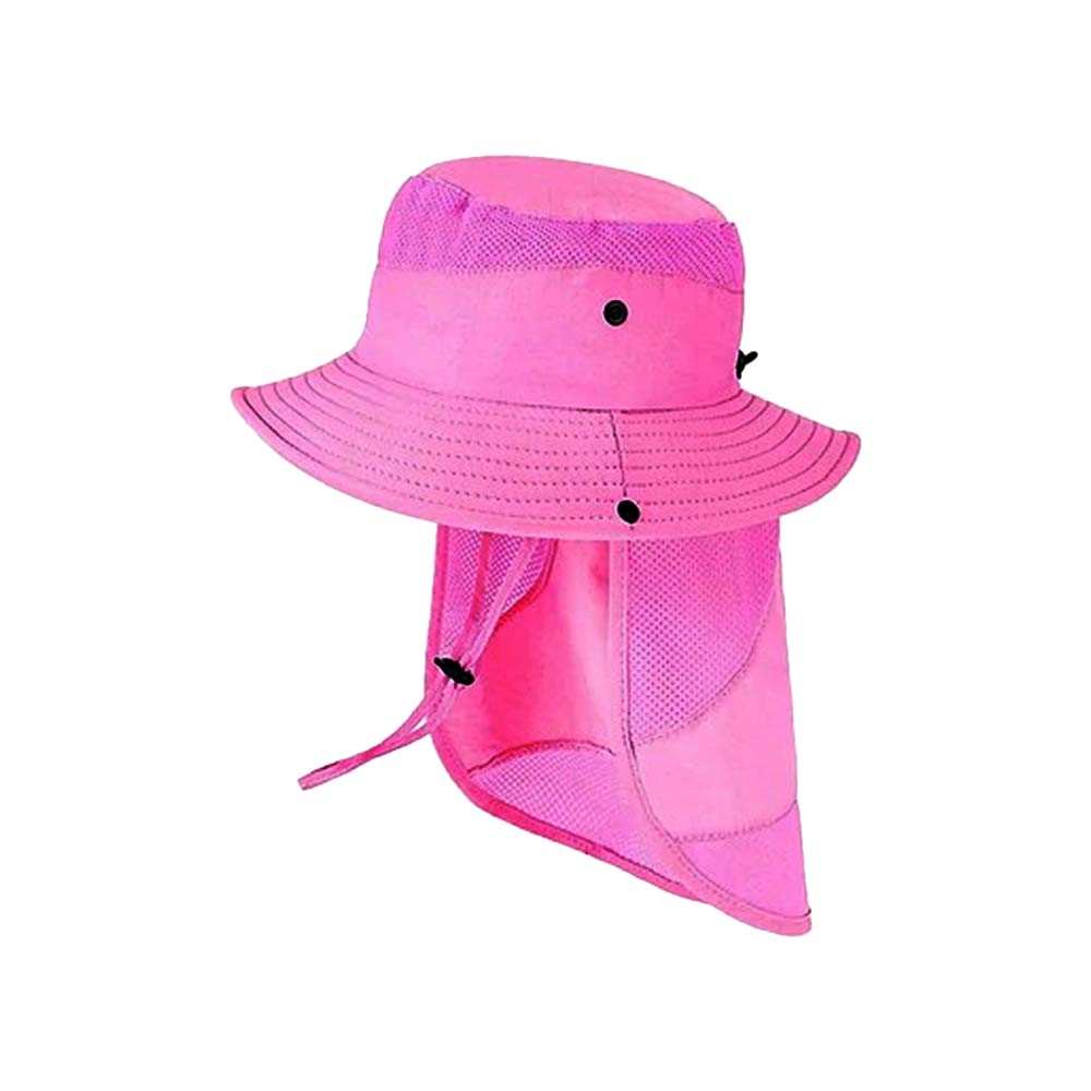 Kids Long Flap Beach Bonnie Hat - Hot Pink