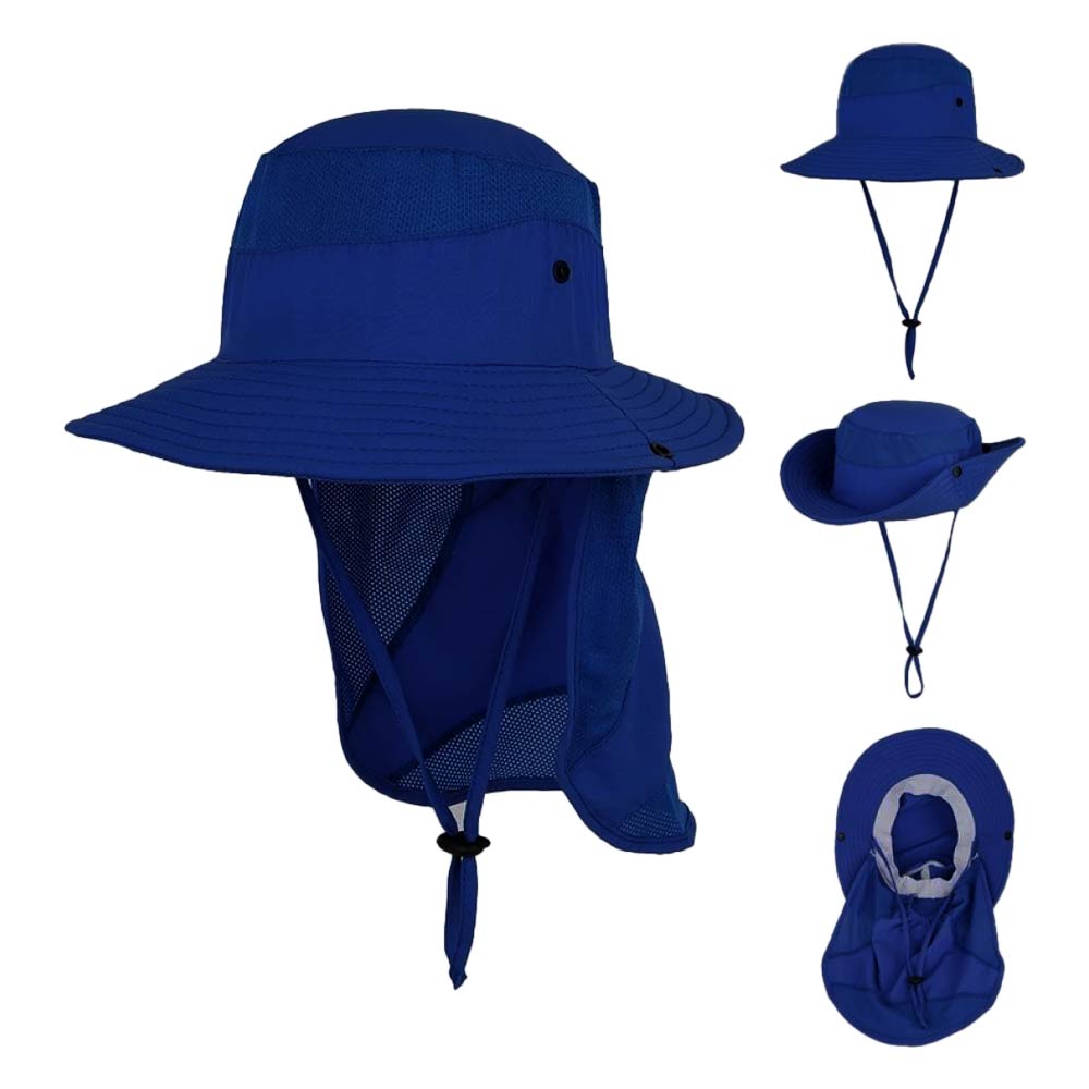 Kids Long Flap Beach Bonnie Hat - Navy Blue