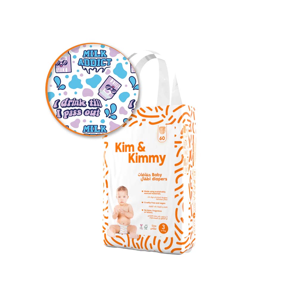 Kim & Kimmy Size 3 (6-11kg) - 60 Diapers