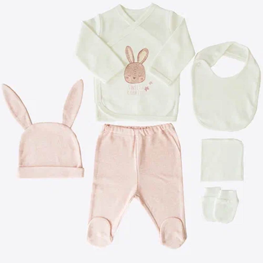 Kitikate Newborn Organic Baby Girl Set - Ecru, Bunny