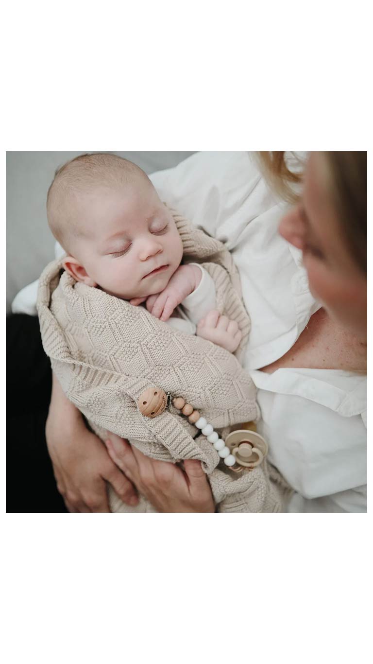 Mushie Knitted Baby Blanket - Honeycomb Beige