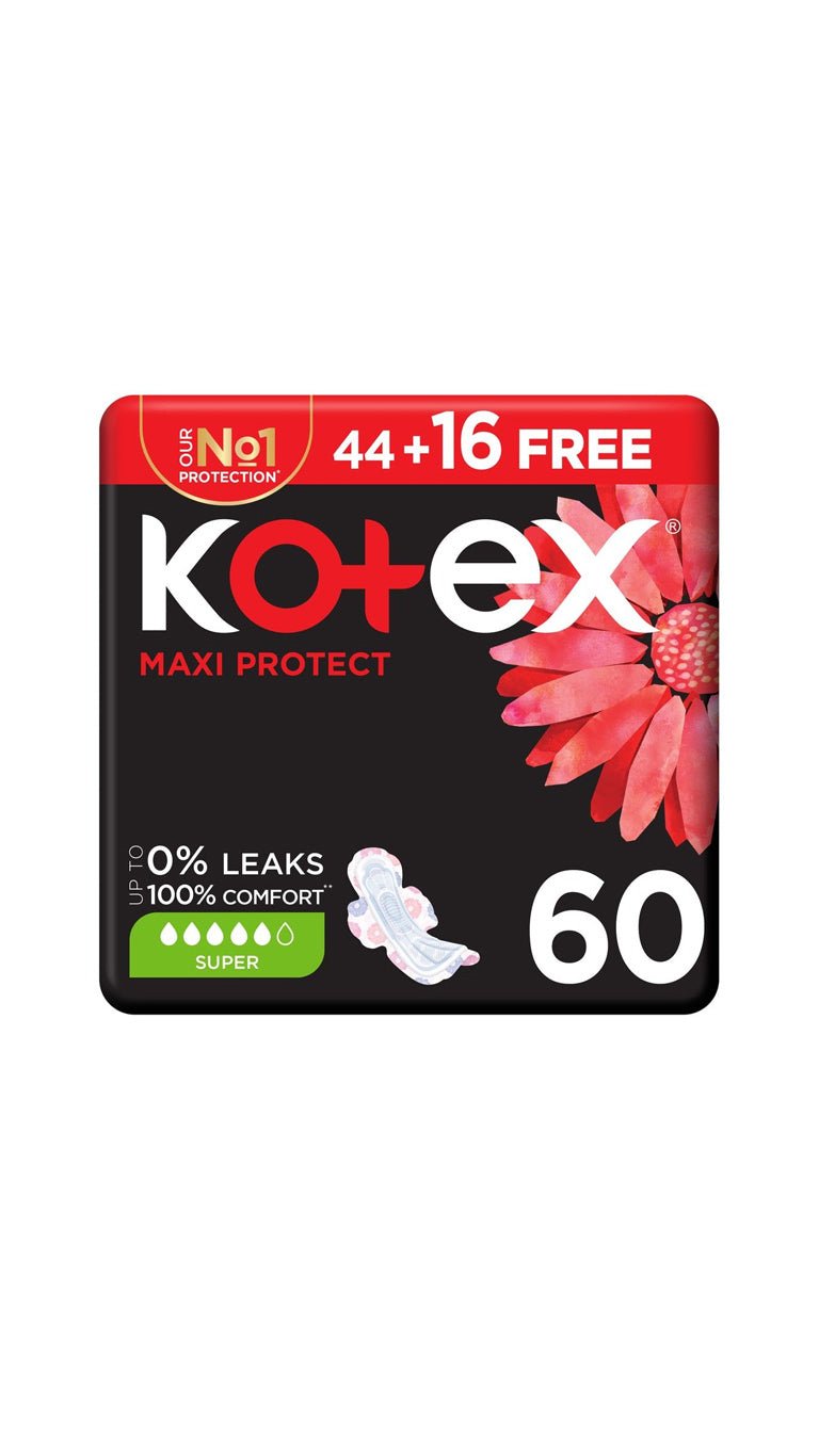Kotex Maxi Thick Super Unscented (44+16 Free) – 60 Pads Mega Pack 