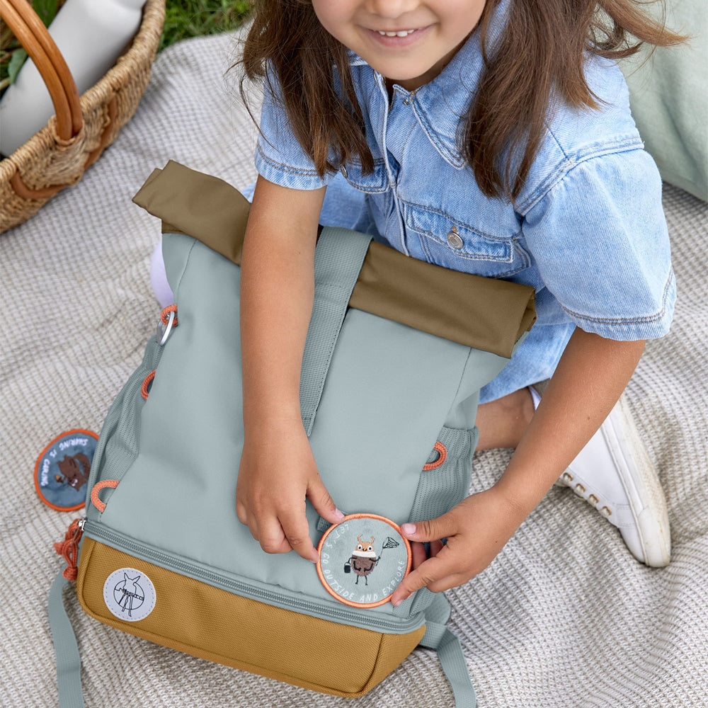 Lassig Mini Rolltop Backpack - Nature, Light Blue