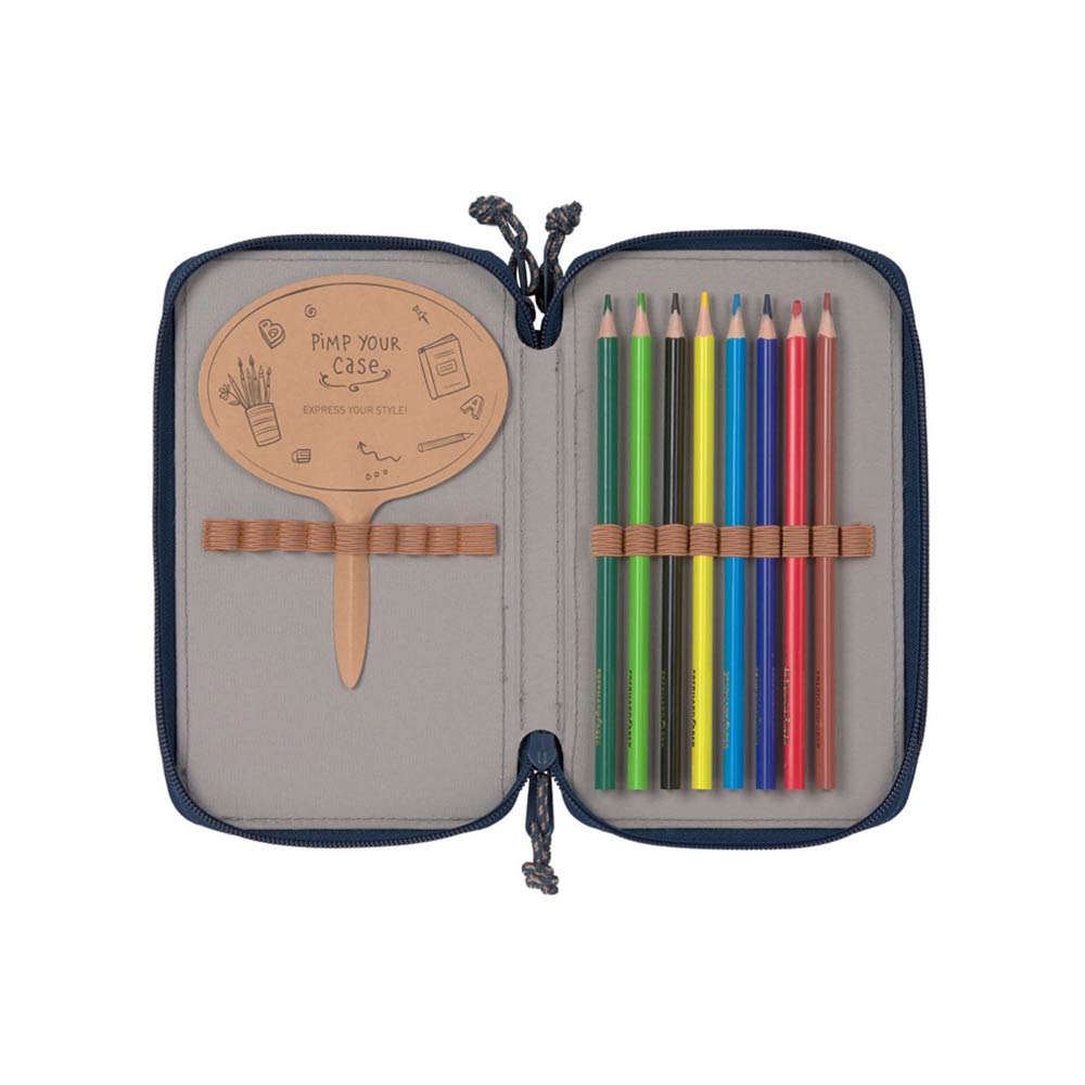 Lassig School Triple Compartment Pencil Case Unique Navy