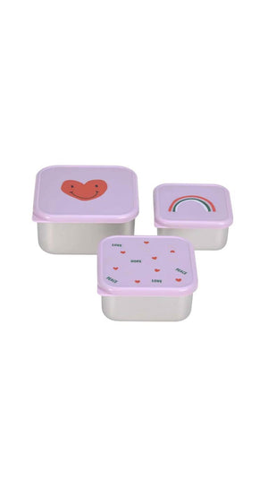Lässig Stainless Steel Snackbox Children (3pcs) - Lavender