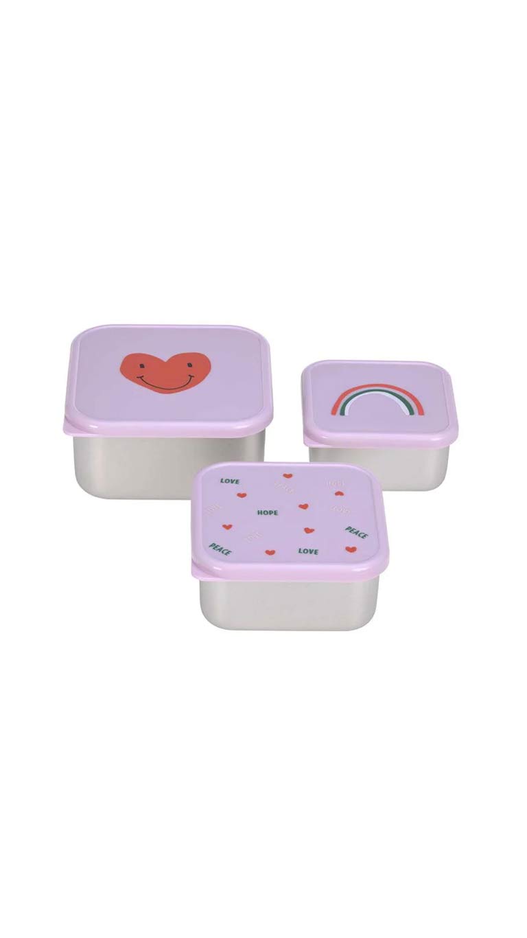 Lässig Stainless Steel Snackbox Children (3pcs) - Lavender