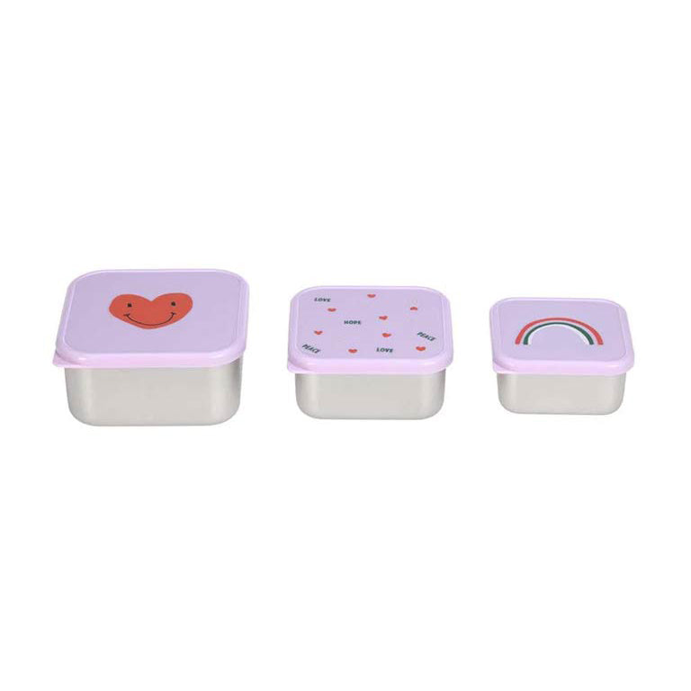 Lässig Stainless Steel Snackbox Children (3pcs) - Lavender