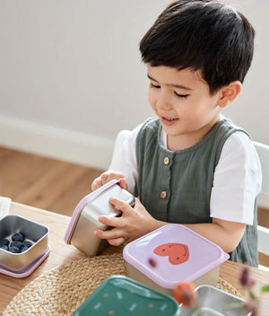 Lässig Stainless Steel Snackbox Children (3pcs) - Lavender