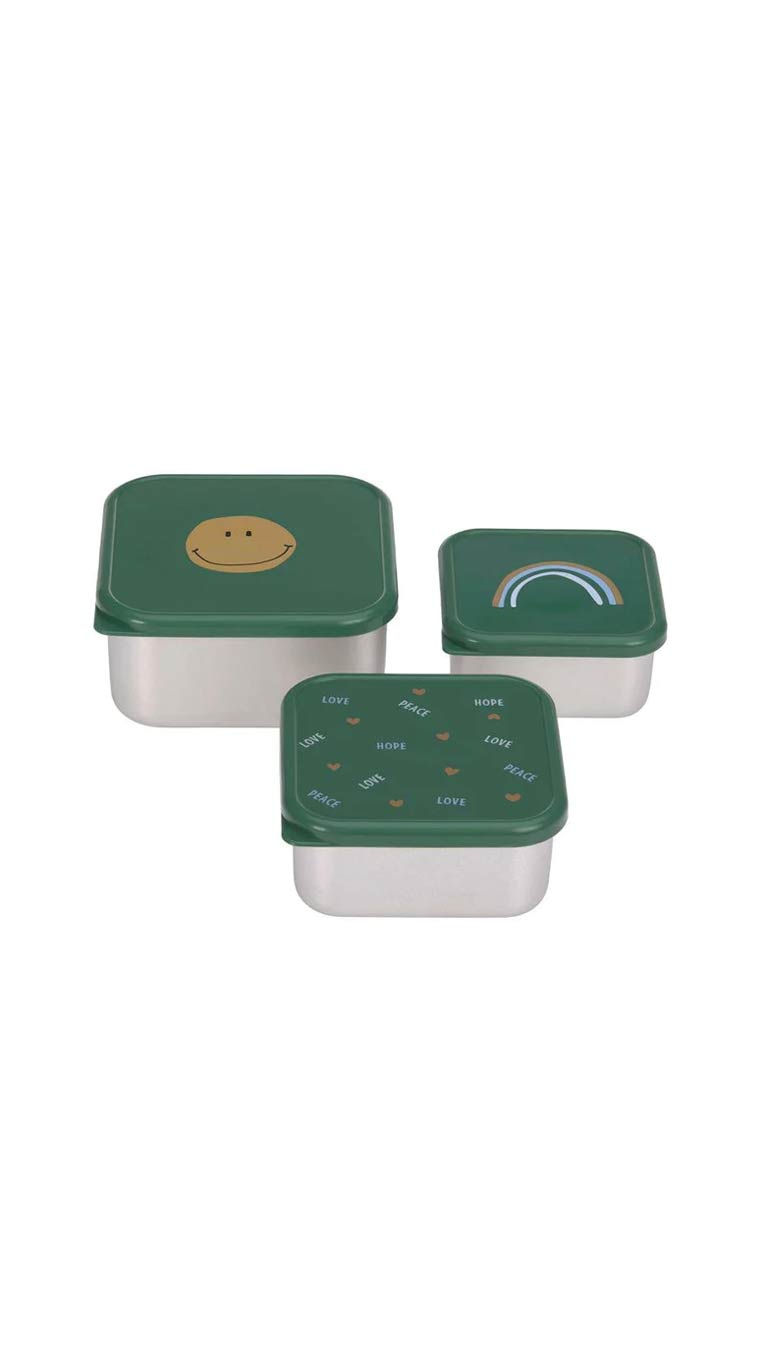 Lässig Stainless Steel Snackbox Children (3pcs) - Green