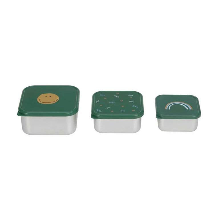 Lässig Stainless Steel Snackbox Children (3pcs) - Green