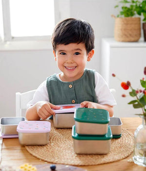 Lässig Stainless Steel Snackbox Children (3pcs) - Green