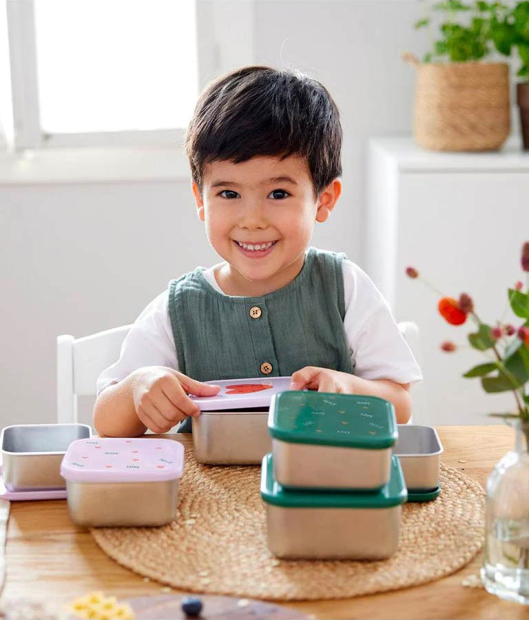 Lässig Stainless Steel Snackbox Children (3pcs) - Green
