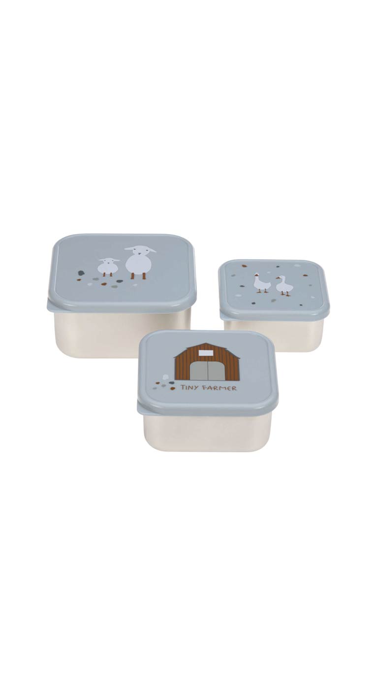 Lässig Stainless Steel Snackbox Children (3pcs) - Blue
