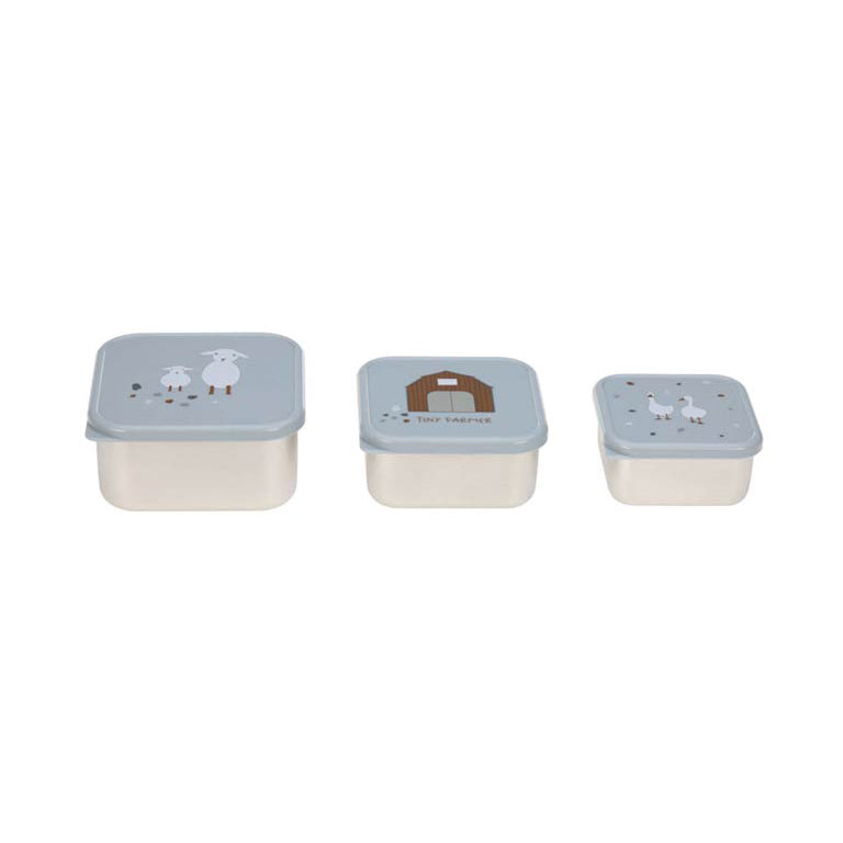 Lässig Stainless Steel Snackbox Children (3pcs) - Blue