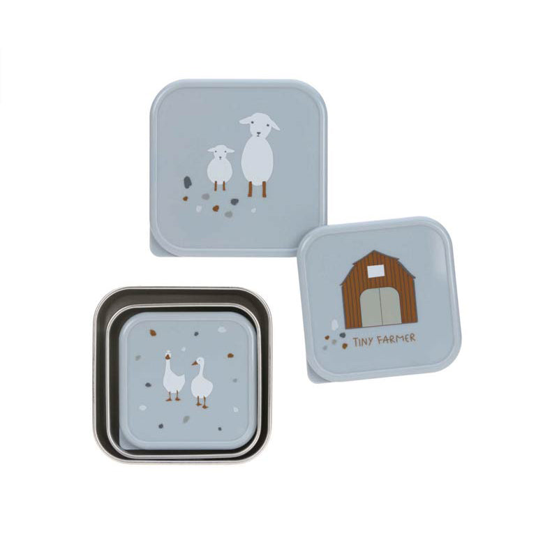 Lässig Stainless Steel Snackbox Children (3pcs) - Blue
