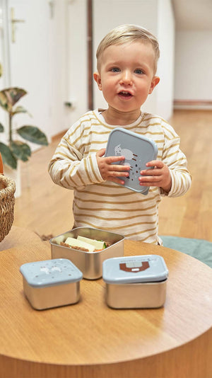 Lässig Stainless Steel Snackbox Children (3pcs) - Blue
