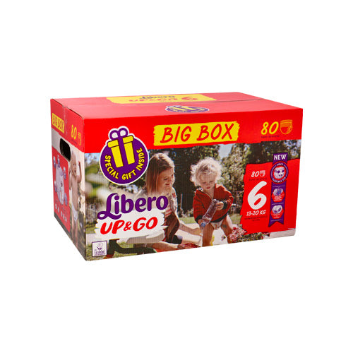 Libero Up & Go Size 6 (13-20kg) – 80 Pants Big Box & Gift
