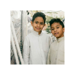Naseej Kids Linen Dishdasha - Light Gray
