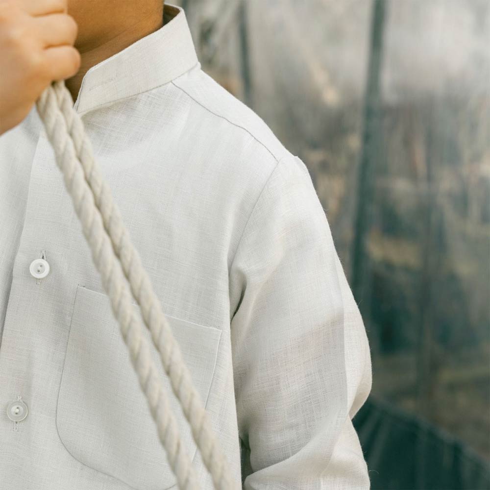 Naseej Kids Linen Dishdasha - Light Gray