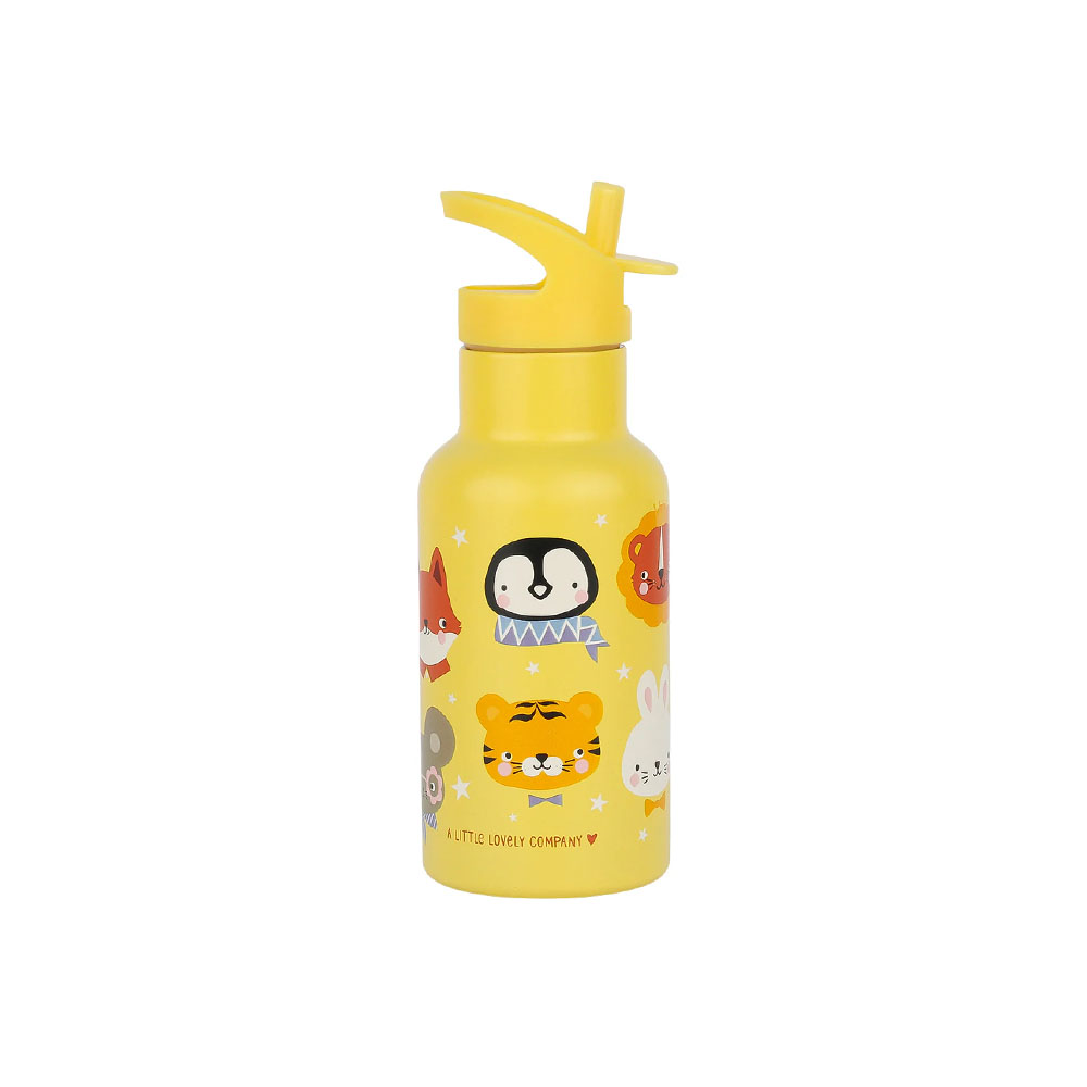A Little Lovely Stainless Steel Water Bottle 350ml - Animal Friends