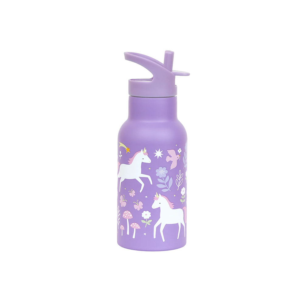A Little Lovely Stainless Steel Water Bottle 350ml - Unicorn Dreams