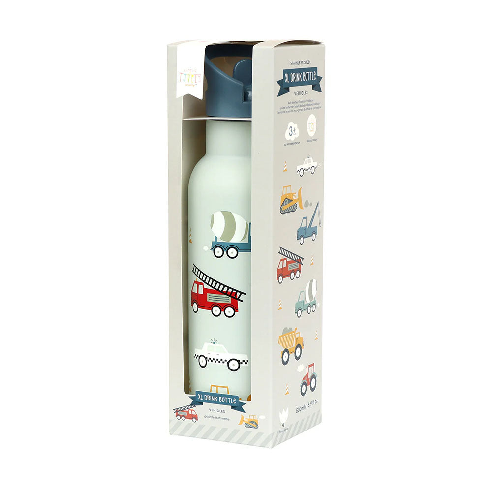 A Little Lovely Stainless Steel Water Bottle 500ml - Vehicles