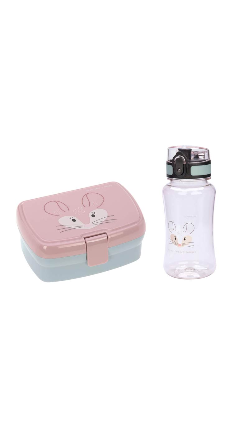 Lassig Lunch Set About Friends (Lunch Box & Drinking Bottle) - Chinchilla