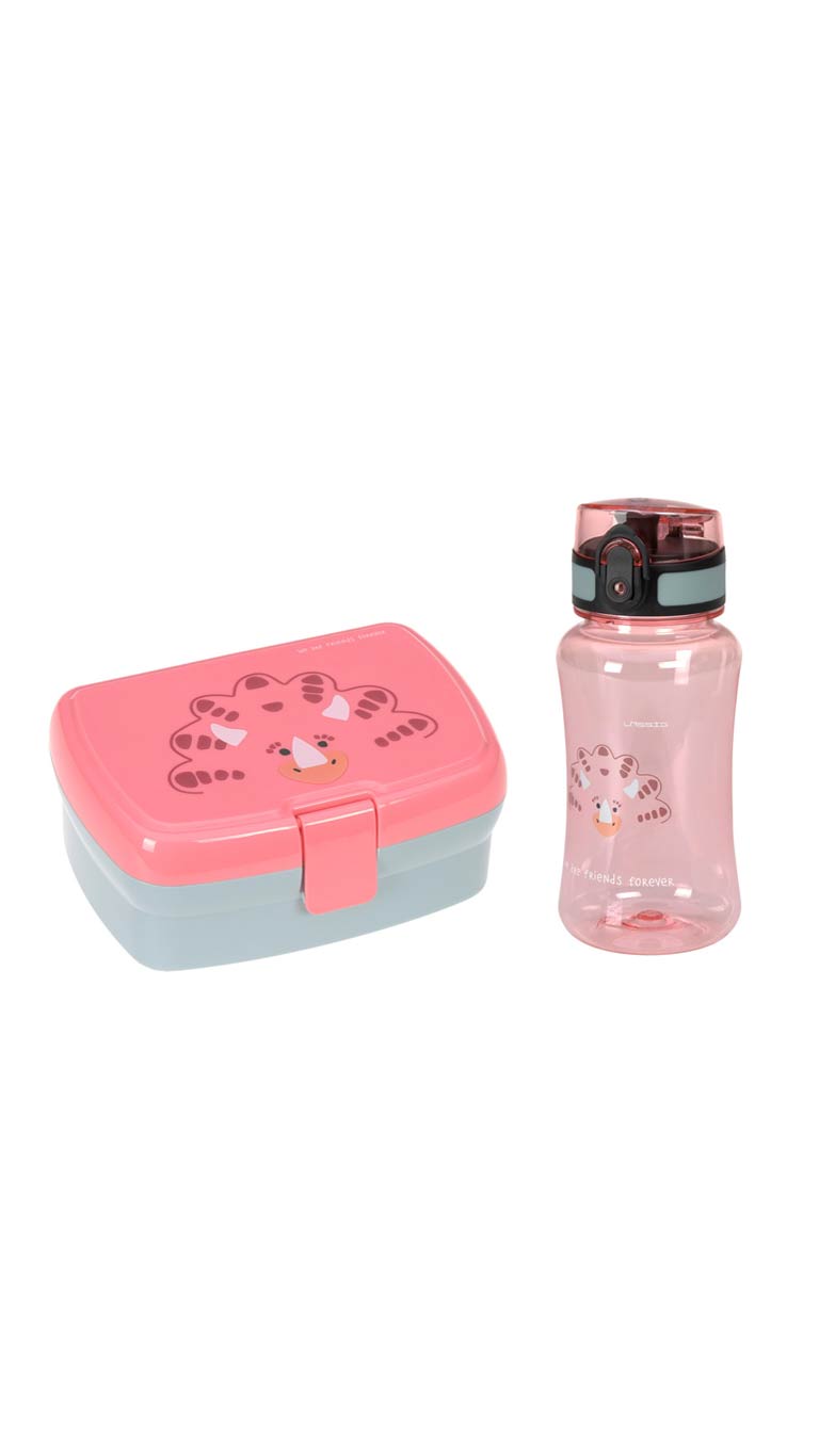 Lassig Lunch Set About Friends (Lunch Box & Drinking Bottle) - Dino Rose