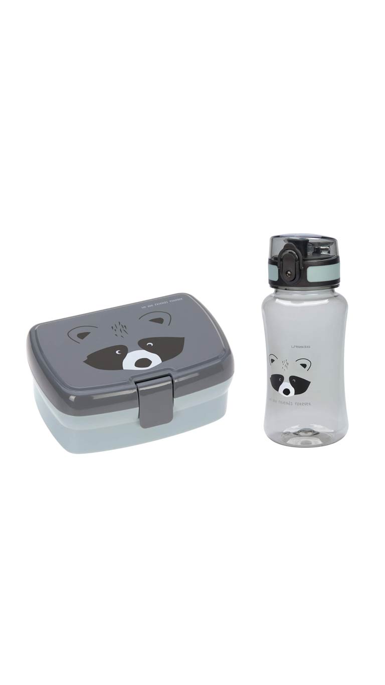 Lassig Lunch Set About Friends (Lunch Box + Drinking Bottle) - Racoon
