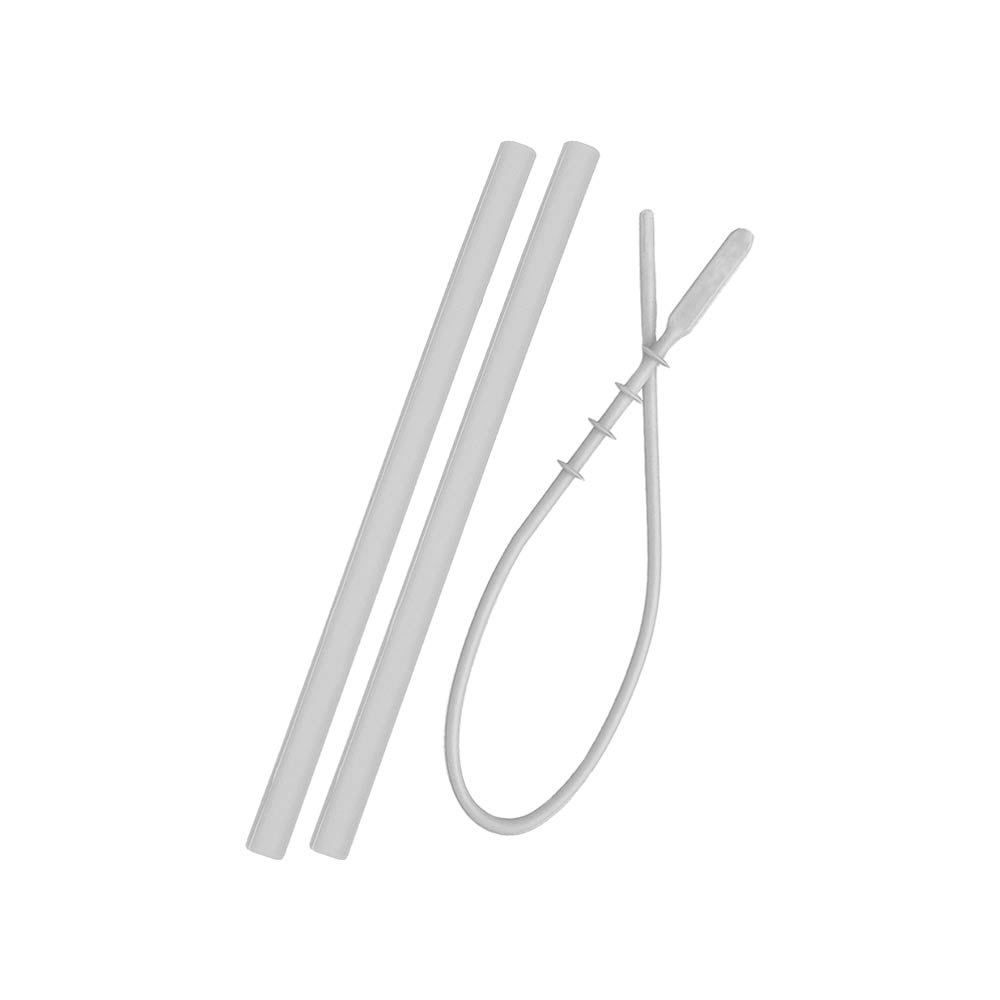 Minikoioi Flexi Straws & Brush - Powder Gray - 2 Pcs