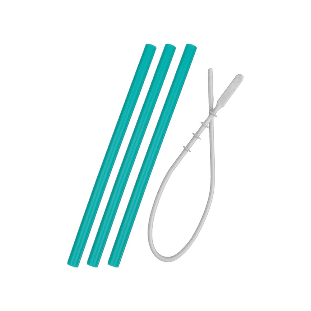 Minikoioi Flexi Straws & Brush - Aqua Green - 3 Pcs