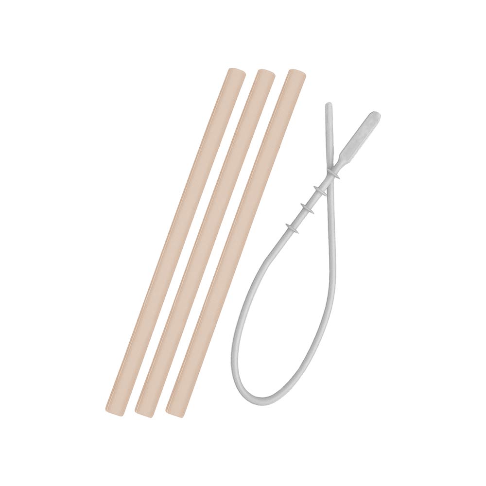 Minikoioi Flexi Straws & Brush - Bubble Beige - 3 Pcs