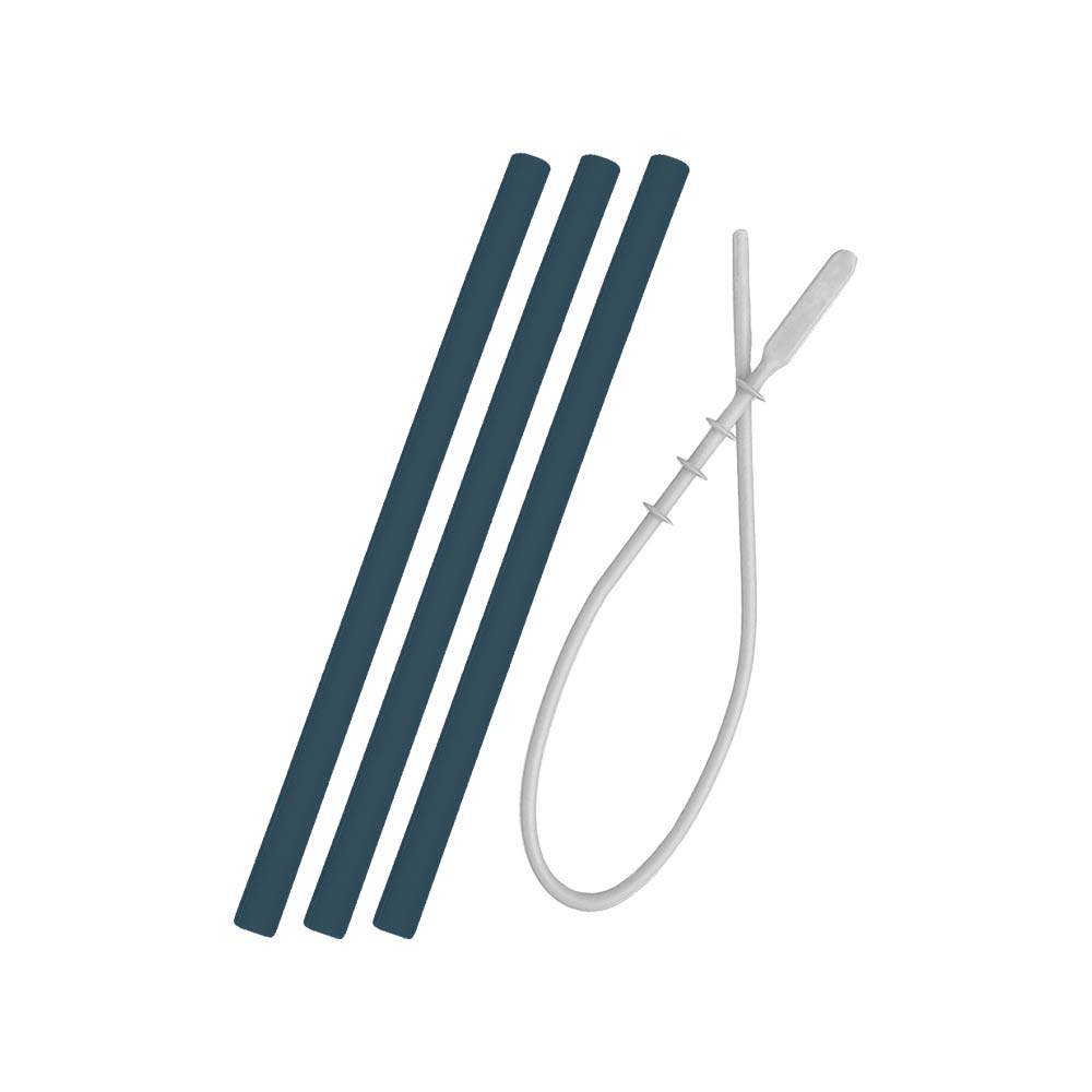Minikoioi Flexi Straws & Brush - Deep Blue - 3 Pcs