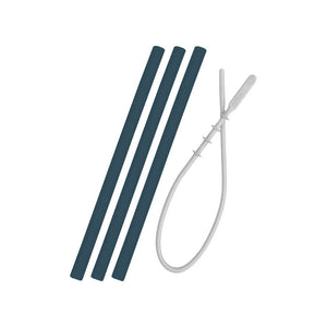 Minikoioi Flexi Straws & Brush - Deep Blue - 3 Pcs