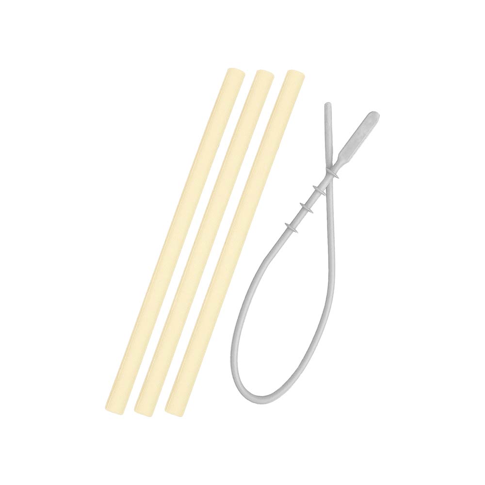 Minikoioi Flexi Straws & Brush - Mellow Yellow - 3 Pcs