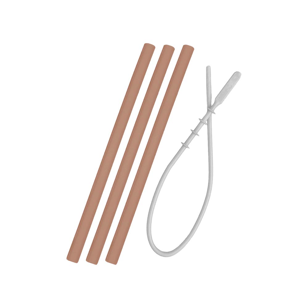 Minikoioi Flexi Straws & Brush - Woody Brown - 3 Pcs