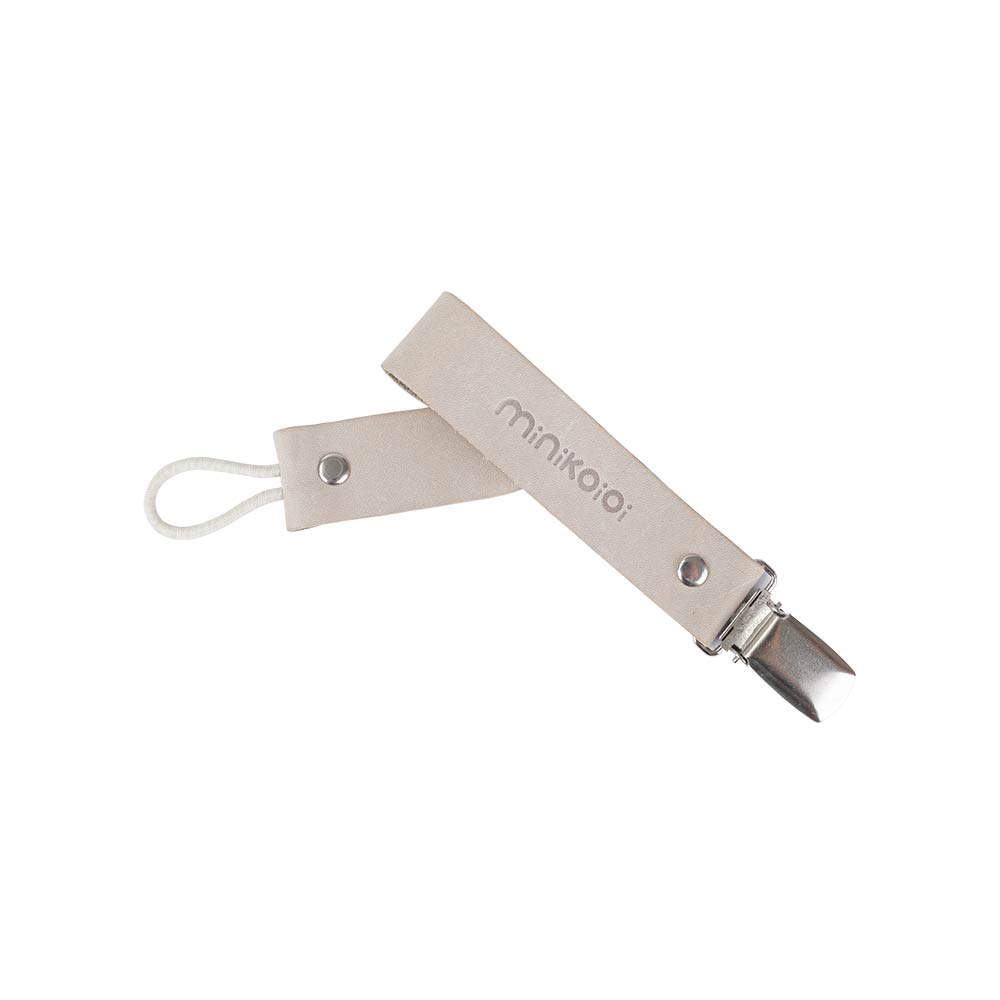 Minikoioi Klips Leather Pacifier Holder - Cloudly White