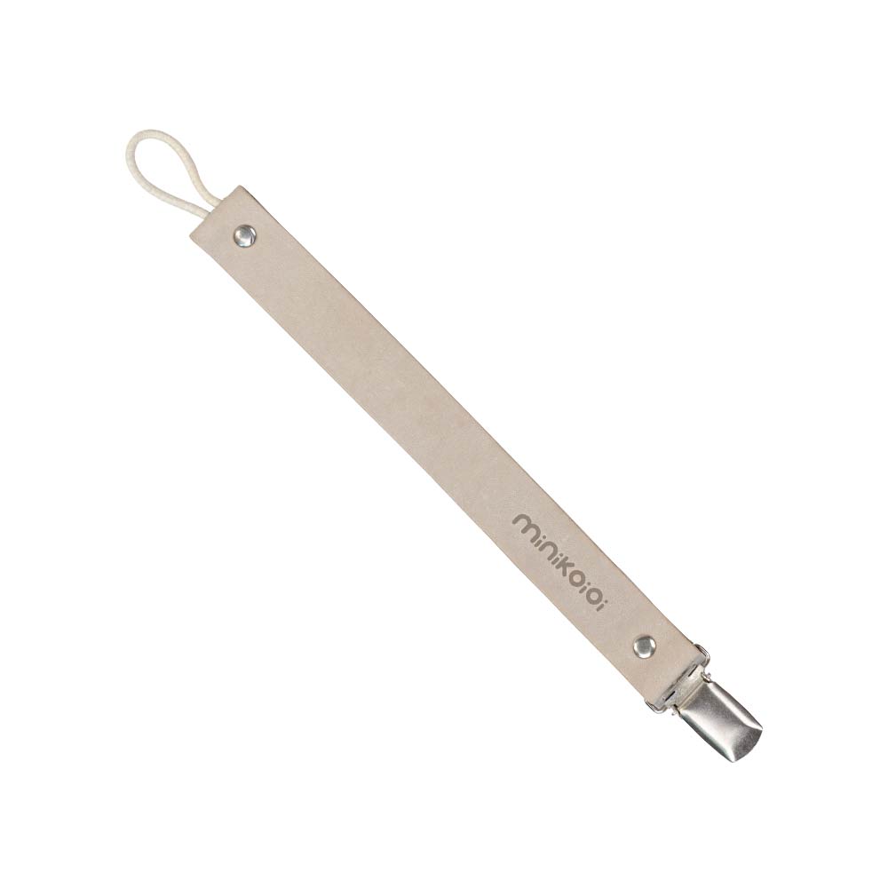 Minikoioi Klips Leather Pacifier Holder - Cloudly White