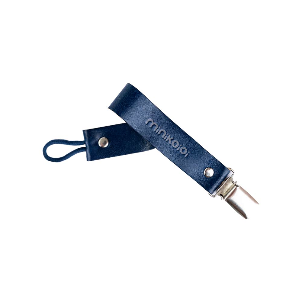 Minikoioi Klips Leather Pacifier Holder - Dreamy Blue