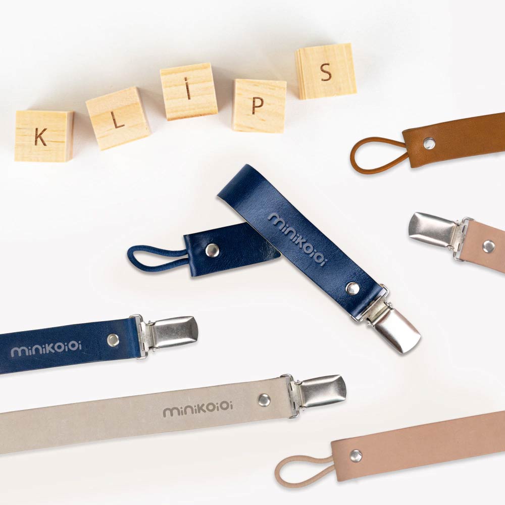 Minikoioi Klips Leather Pacifier and Teether Holder 