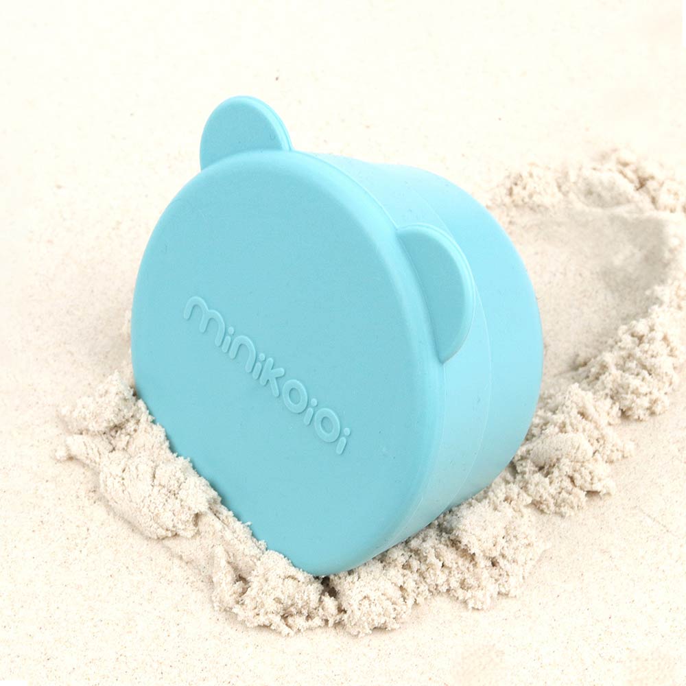 Minikoioi Mini Bites Silicone Mini Bowl with Lid - Mineral Blue / Powder Gray